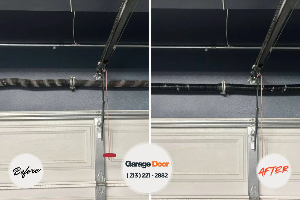 Before and after: garage door repair Creedmoor, NC